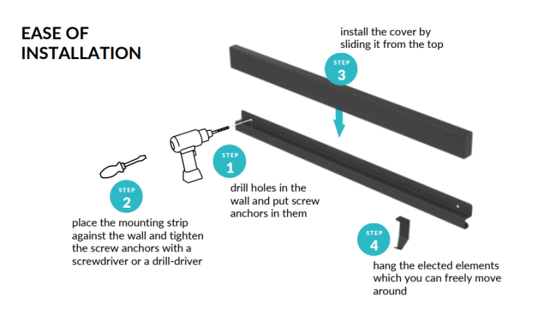 Epka Luxion Sada Kuchyňských Lišt 100 cm s Příslušenstvím Kov s Skrytým Upevněním Černá 1208969984