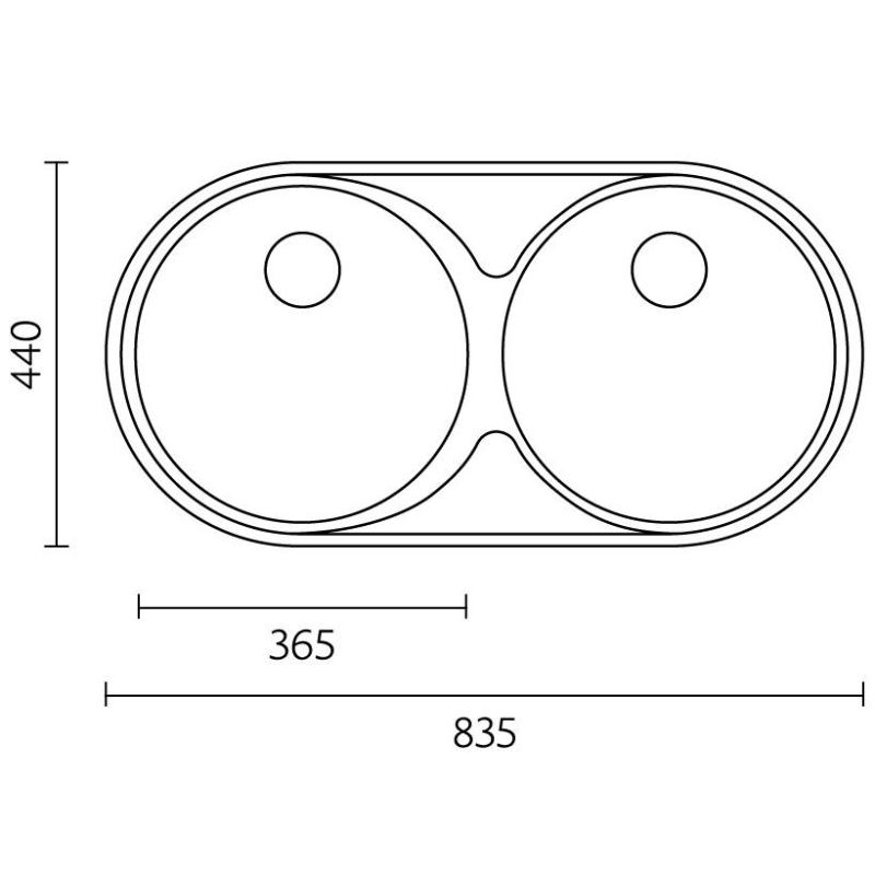 Dvojitý dřez Andalucia RVS Banka 835 x 440 cm Nástavba 1208970050