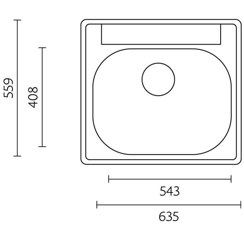 Banka Detroit Nerezový dřez 635 x 559 mm Vestavěný s otvorem pro baterii 1208970077