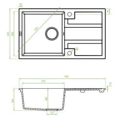 Aquadesign Hartwell Set - Granitový nástavec dřez Béžový písek s odkapávací plochou a kuchyňskou baterií, 76 x 44 cm - 1208970088