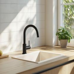 Ausmann Ceramic Ember Keramický Bílý Čtvercový Dřez na Povrchu a Pod Skříňkou 40 x 40 cm s Nerezovou Zástrčkou 1208970094