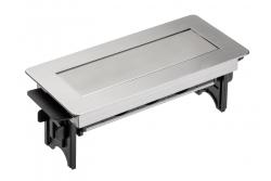 Prodlužovací kabel bez kazety, trojnásobná zásuvka s uzemněním, 1,5 m napájecí kabel s vidlicí, nerez.