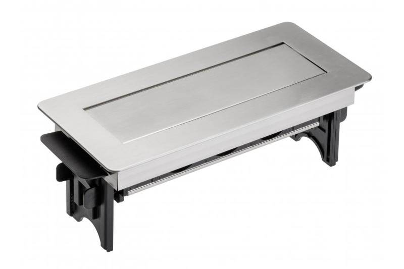 Prodlužovací kabel bez kazety, trojnásobná zásuvka s uzemněním, 1,5 m napájecí kabel s vidlicí, nerez.