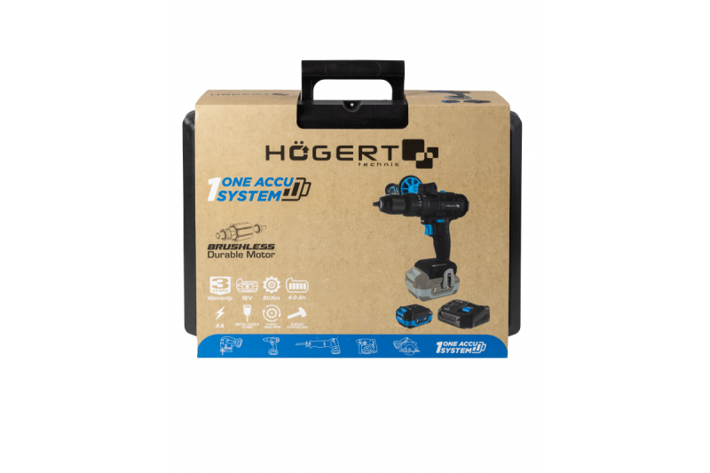 HÖGERT akumulátorová příklepová vrtačka, 18V pro cihly, kámen, dřevo, kov a plast