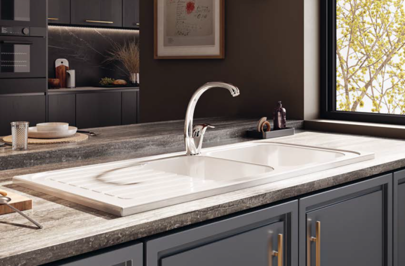 Ausmann Ceramic Blush Keramické Dvojité Bílé Umyvadlo na Pracovní Desku s Odkapávací Plochou 1125 x 500 mm 1208970514