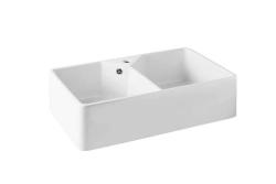 Ausmann Keramická Mira Keramický Bílý Dvojitý Dřez - Podstavný a Vestavný 793 x 450 mm s otvorem pro baterii 1208970550