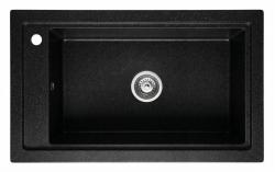 Graniteland Magra Granitový černý arduin tvrdý kámen Nástavbový dřez 686x427 mm s dírou pro kohoutek a nerezovou zátkou 1208970615