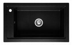 Graniteland Magra Granitový Černý Dřez na vyvýšenou montáž 686 x 427 mm s otvorem pro baterii a nerezovou zátkou 1208970616