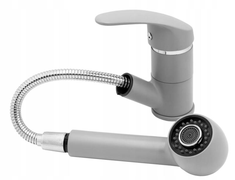 Graniteland Rhea kuchyňská baterie šedá s výsuvným výtokem a dvoufukční ruční sprchou 1208970656