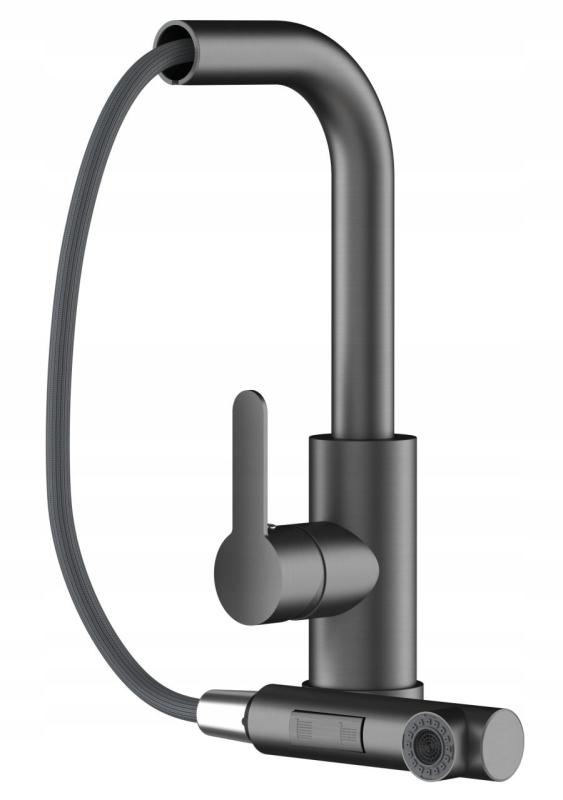 Graniteland Celeste Kuchyňská baterie Gun Metal s výsuvnou výtokovou trubicí a ruční sprchou s dvojitou funkcí 1208970666.