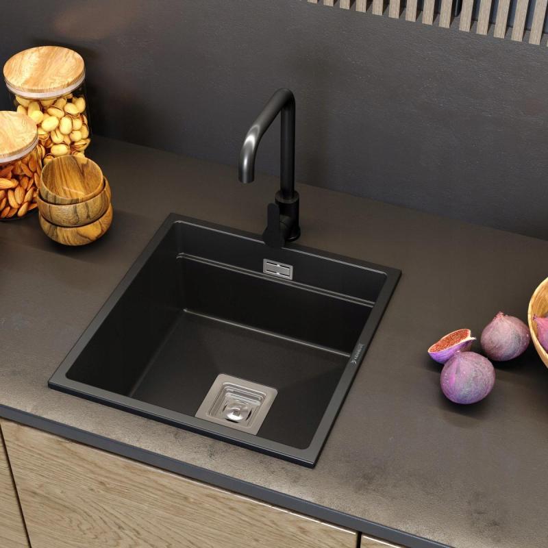 Graniteland Stellar kuchyňská baterie černá s otočným výtokem 1208970671