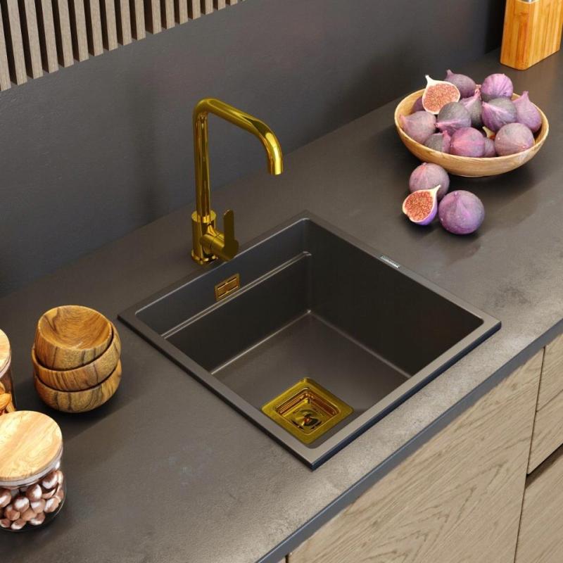 Graniteland Stellar Kuchyňská směšovací baterie Zlato s otočným výtokem 1208970673