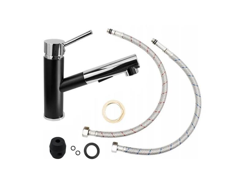 Graniteland Ceres Kuchyňská baterie Černá s Výsuvnou Výpustí a Dvojfunkční Ruční Sprchou 1208970707