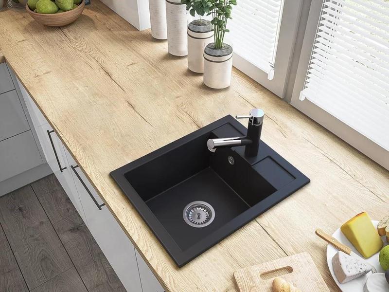 Graniteland Ceres Kuchyňská baterie Černá s Výsuvnou Výpustí a Dvojfunkční Ruční Sprchou 1208970707