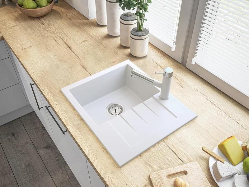 Graniteland Ceres Kuchyňská baterie Bílá s Výsuvným Výtokem a Dvojitou Funkcí Ruční Sprchy 1208970709