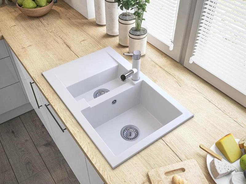 Graniteland Ceres Kuchyňská baterie Bílá s Výsuvným Výtokem a Dvojitou Funkcí Ruční Sprchy 1208970709