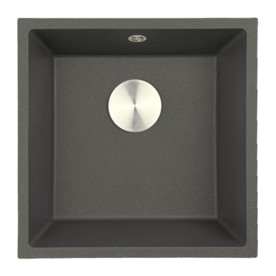 GraniteMy Universal Granit šedý, tmavý Dřez 40x40 cm Montáž na povrch, podkonstrukce a plochá montáž s nerezovou zástrčkou 1208970742