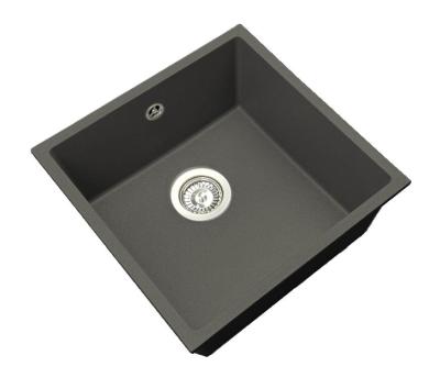 GraniteMy Universal Granit šedý, tmavý Dřez 40x40 cm Montáž na povrch, podkonstrukce a plochá montáž s nerezovou zástrčkou 1208970742