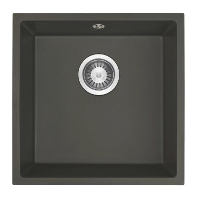 GraniteMy Universal Granit šedý, tmavý Dřez 40x40 cm Montáž na povrch, podkonstrukce a plochá montáž s nerezovou zástrčkou 1208970742