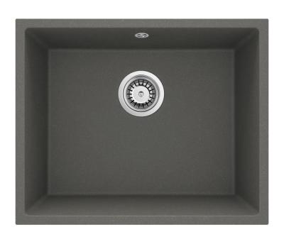 GraniteMy Univerzální Granit Šedý, tmavý Dřez 50x40 cm Nástavba, Podstavba a Plochá montáž s Nerezovou Zástrčkou 1208970744