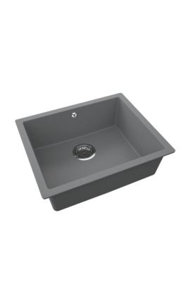 GraniteMy Univerzální Granit Šedý, tmavý Dřez 50x40 cm Nástavba, Podstavba a Plochá montáž s Nerezovou Zástrčkou 1208970744