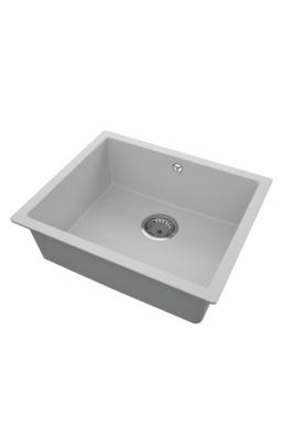 GraniteMy Universal Granitový šedý dřez 50x40 cm Nástavba, Podstavba a Plochá montáž s nerezovou zástrčkou 1208970745