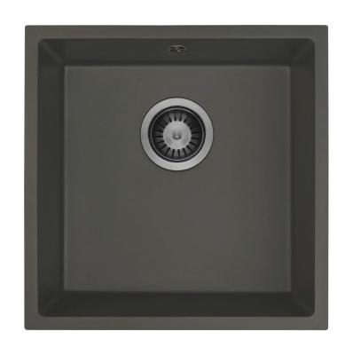 GraniteMy Universal Granitový Šedý, tmavý Dřez 40x40 cm Montáž na povrch, Podmontáž a Plochá montáž s Gun metal Zátkou 1208970746