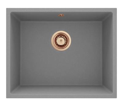 GraniteMy Universal Granitový šedý dřez 50x40 cm Montáž na povrch, Podmontáž a Plochá montáž s Měděným zátkou 1208970761