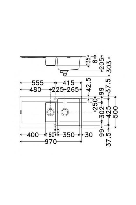Franke Maris MRG 651 Fragranite matná černá 1,5 dřez 97 x 50 cm nástavba s odkapávačem 114.0628.993