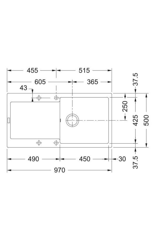Franke Maris MRG 611-97 Fragranite Matná Černá Dřez 97 x 50 cm Montáž s Odkapávací částí 114.0628.967