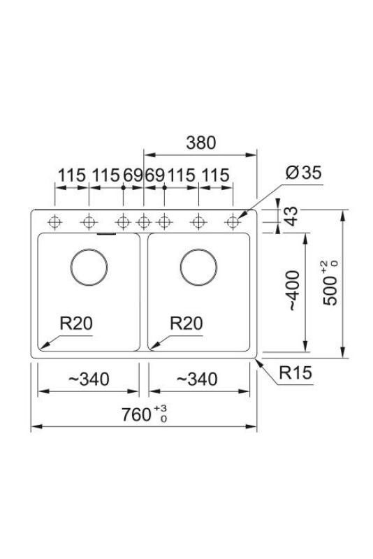 Franke Maris MRG 620 TL Fragranite Mat Černý Dvojitý Dřez 76 x 50 cm Montáž s Kranovou Dírou 114.0668.738