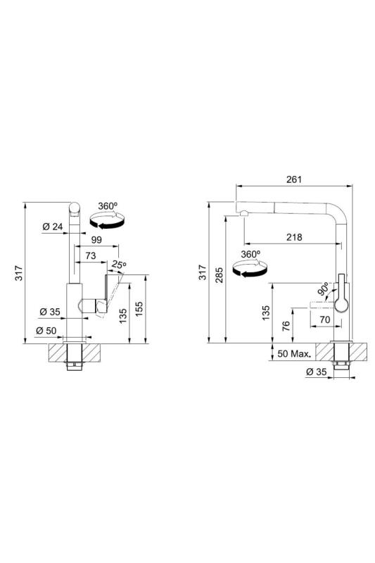 Franke Maris Slim L Kuchyňská baterie Černá s Vysouvatelnou Trubicí 115.0728.394