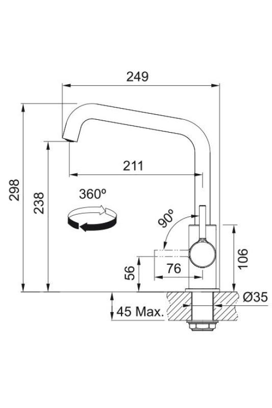 Franke Lina U Kuchyňská baterie Otočný výtok Chrom 115.0728.473