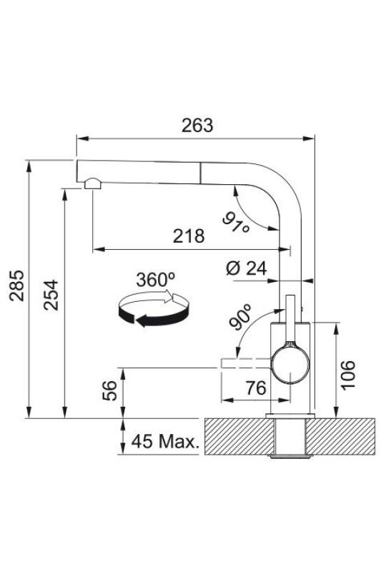Franke Lina L Kuchyňská baterie Polar white s výsuvným výtokem 115.0728.485