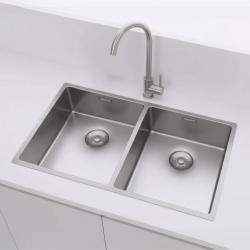 Pure.Sink Prestige Dvojitý nerezový dřez 70x40 cm 10mm rádius podskříňový, plochý a nástavbový PPG343440-02