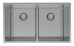Pure.Sink Prestige Dvojitý nerezový dřez 70x40 cm 10mm rádius podskříňový, plochý a nástavbový PPG343440-02