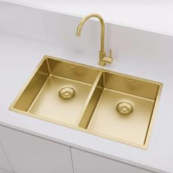 Pure.Sink Prestige Dvojitý zlatý dřez 70x40 cm 10mm rádius podskříňový, plochý a nástavbový PPG343440-60