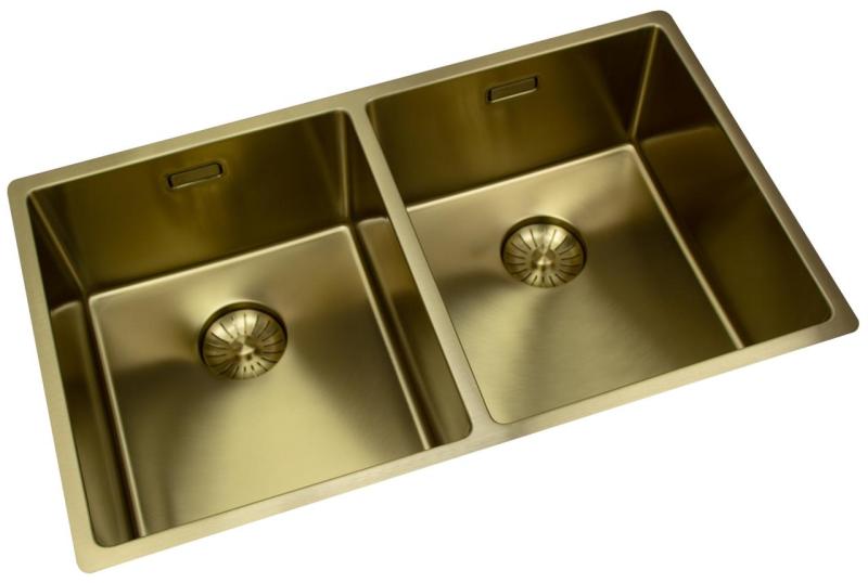 Pure.Sink Prestige Dvojitý zlatý dřez 70x40 cm 10mm rádius podskříňový, plochý a nástavbový PPG343440-60
