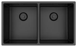 Pure.Sink Prestige Dvojitý Gun metal dřez 70x40 cm 10mm rádius podskříňový, plochý a nástavbový PPG343440-61