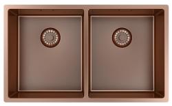 Pure.Sink Prestige Dvojitý měděný dřez 70x40cm 10mm rádius podstavba, rovná stavba a nástavba PPG343440-62