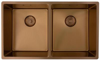 Pure.Sink Prestige Dvojitý měděný dřez 70x40cm 10mm rádius podstavba, rovná stavba a nástavba PPG343440-62