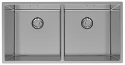 Pure.Sink Prestige Dvojitý nerezový dřez 82x40 cm s poloměrem 10mm pro podstavbu, rovnou stavbu a nástavbu PPG404040-02