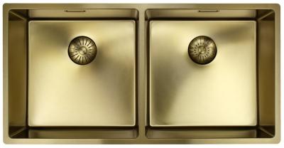Pure.Sink Prestige Dvojitý zlatý dřez 82x40 cm 10mm poloměr podskříňový, plochý a nástavbový PPG404040-60