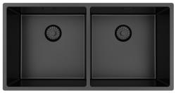 Pure.Sink Prestige Dvojitý Gun metal dřez 82x40 cm 10mm rádius podstavba, plochá konstrukce a nástavba PPG404040-61