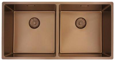 Pure.Sink Prestige Dvojitý měděný dřez 82x40 cm 10mm poloměr podskříňový, plochý a nástavbový PPG404040-62
