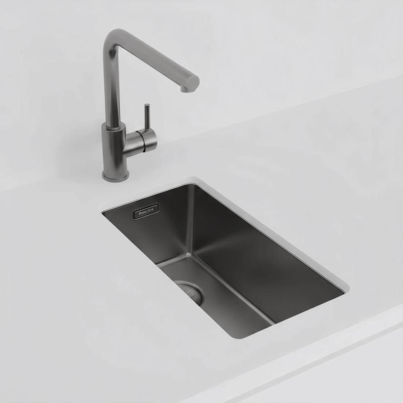 Pure.Sink Exclusivo Gun metal malý dřez 18x40 cm radius 10mm podstavba, plochá stavba a nástavba PEX1840-61