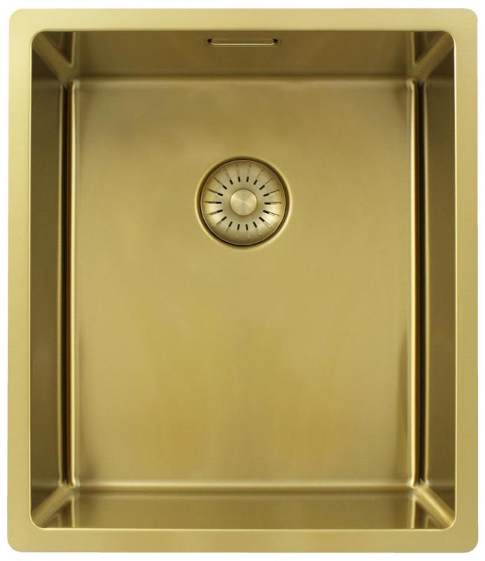 Pure.Sink Exclusivo Zlatý dřez 34x40 cm 10mm rádius podstavba, rovný stavební a nástavba PEX3440-60