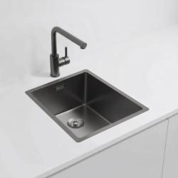 Pure.Sink Exclusivo Gun metal dřez 34x40 cm 10mm rádius podstavba, rovná konstrukce a nástavba PEX3440-61