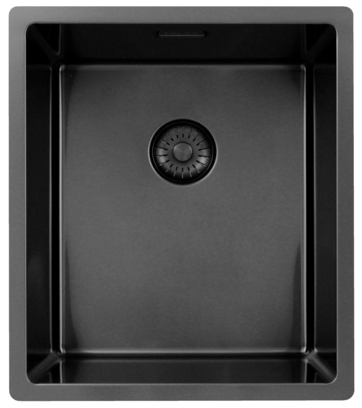 Pure.Sink Exclusivo Gun metal dřez 34x40 cm 10mm rádius podstavba, rovná konstrukce a nástavba PEX3440-61