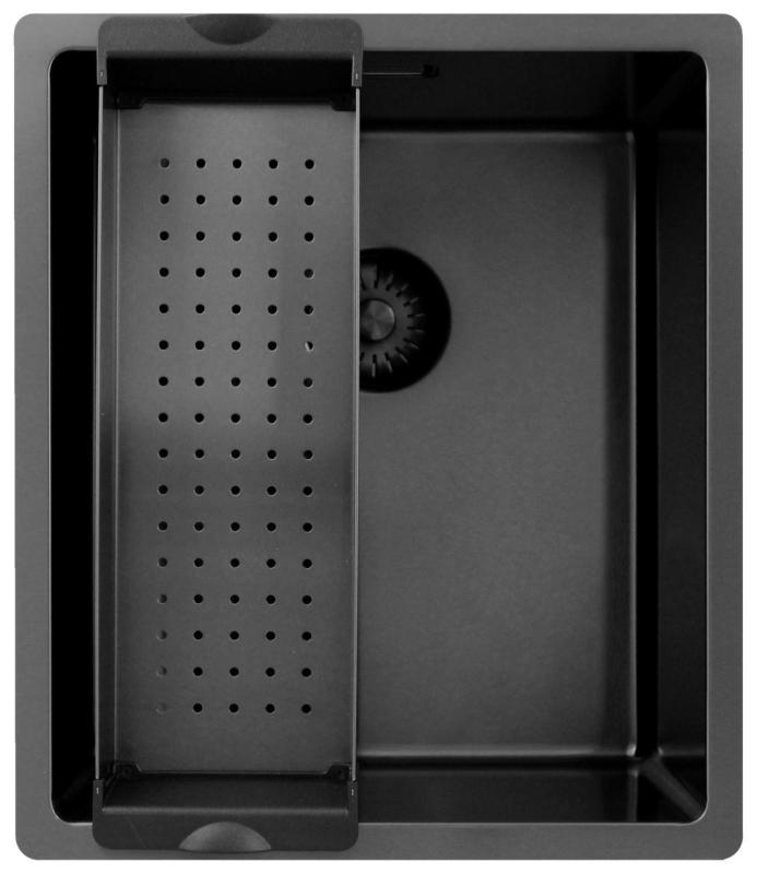 Pure.Sink Exclusivo Gun metal dřez 34x40 cm 10mm rádius podstavba, rovná konstrukce a nástavba PEX3440-61